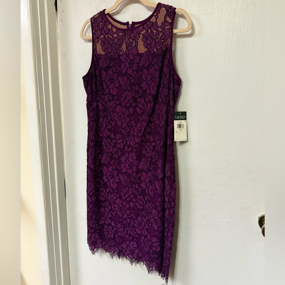 Ralph Lauren Purple Lace Dress NEW Sz 12 - Picture 2 of 6